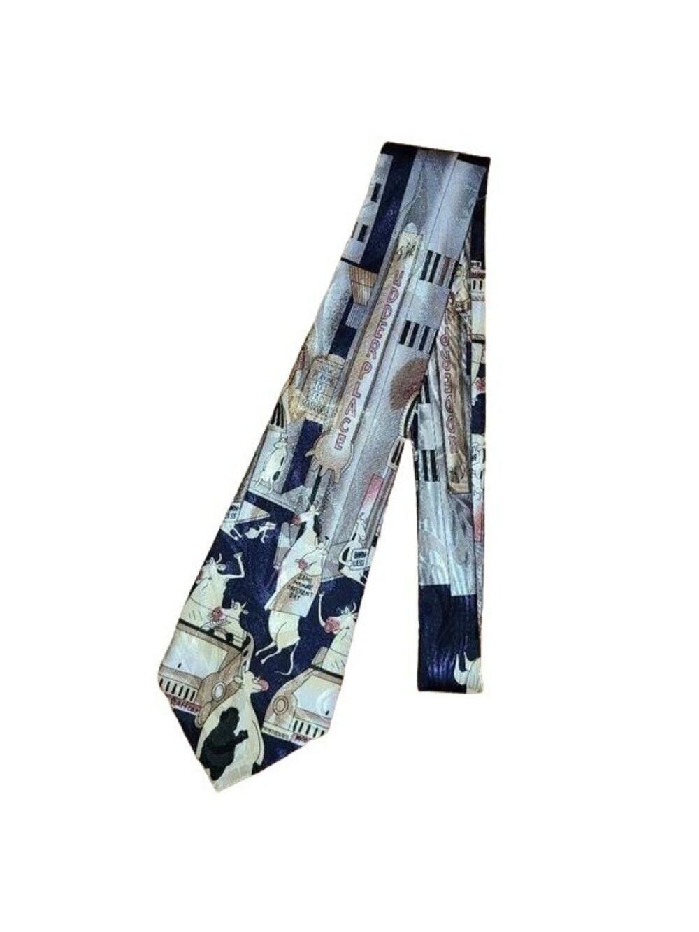 Vintage Mens Accessories, Fratello Necktie "Underplace" Socialite Cow Theme Tie
